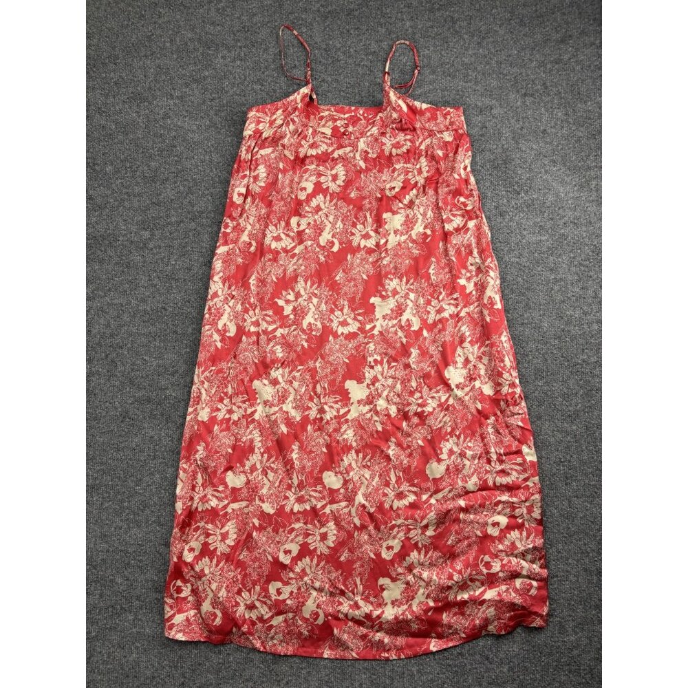 Knot Sisters Dress Womens Small Red Cream Floral Spaghetti Strap Sundress Boho
